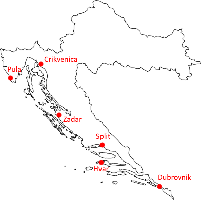 Mapa Chorvatsko